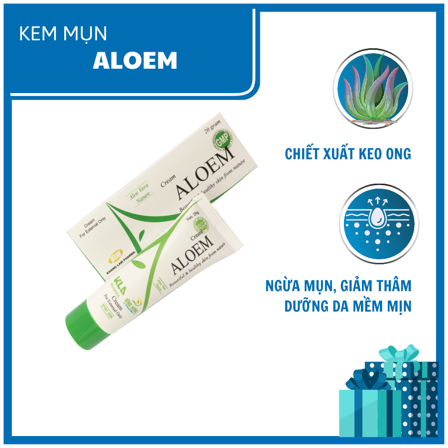 CREAM ALOEM  - Kem ngăn ngừa mụn làm giảm và ngăn ngừa mụn trứng cá. Góp phần ngăn ngừa lão hóa, giúp da căng mịn và tươi trẻ.