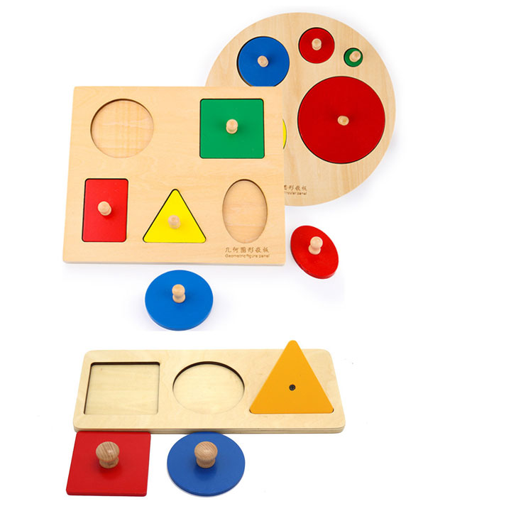 Combo 3 bảng núm hình học giáo cụ Montessori