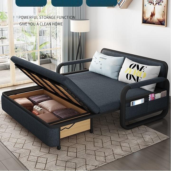 Giường sofa, giường kiêm ghế gấp gọn có ngăn chứa đồ kích thước 1m58