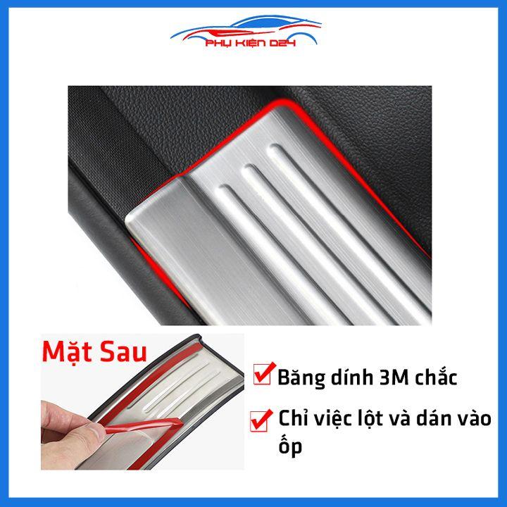 Bộ ốp bậc cửa trong ngoài nẹp bước chân Vios 2014-2015-2016-2017 Inox chống trầy trang trí xe