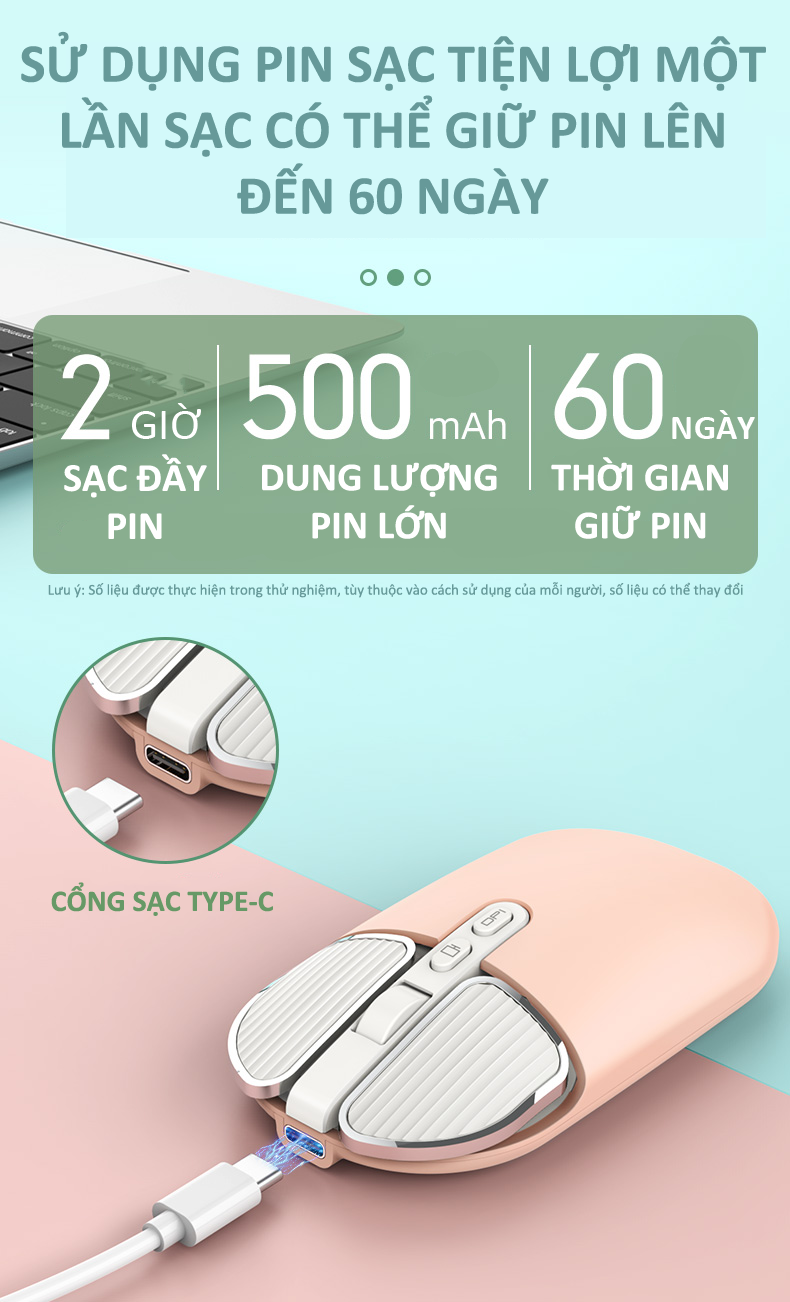 Chuột không dây FMOUSE M203 sạc pin siêu mỏng kết nối bluetooth và chip USB 2.4GHz dùng cho pc, laptop, tivi, điện thoại - Hàng Chính Hãng