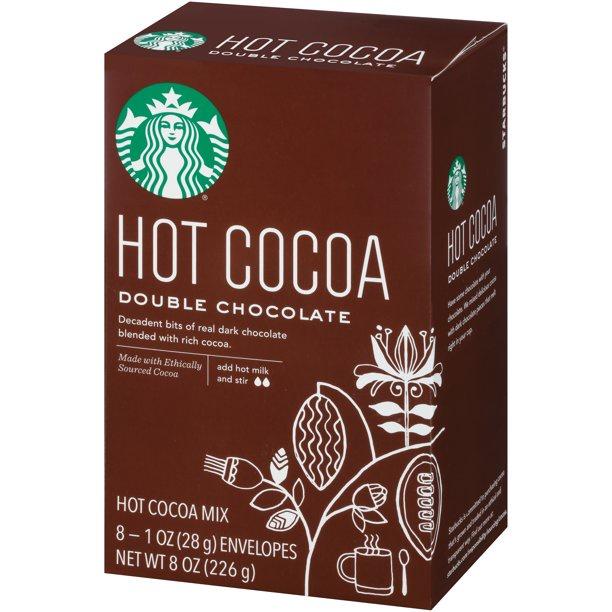 HỘP 8 GÓI BỘT CACAO ĐEN/ĐẮNG - ĐẬM VỊ Starbucks Double Chocolate Hot Cocoa Mix, 226g