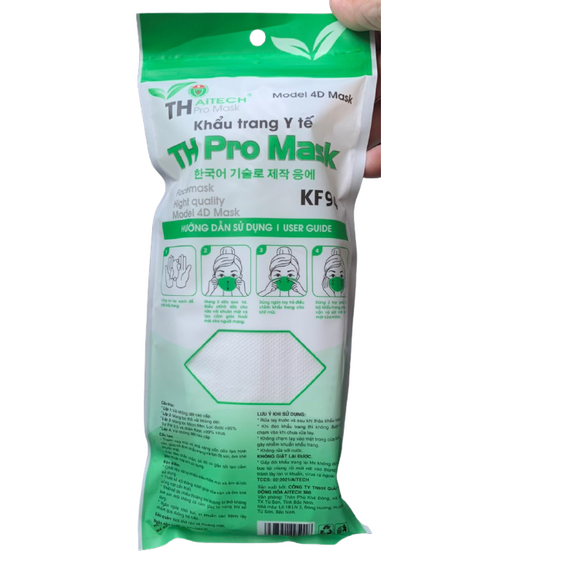 KHẨU TRANG KHÁNG KHUẨN 4 LỚP KF94 CHỐNG BỤI MỊN - 30 TÚI/THÙNG - TH PRO MASK