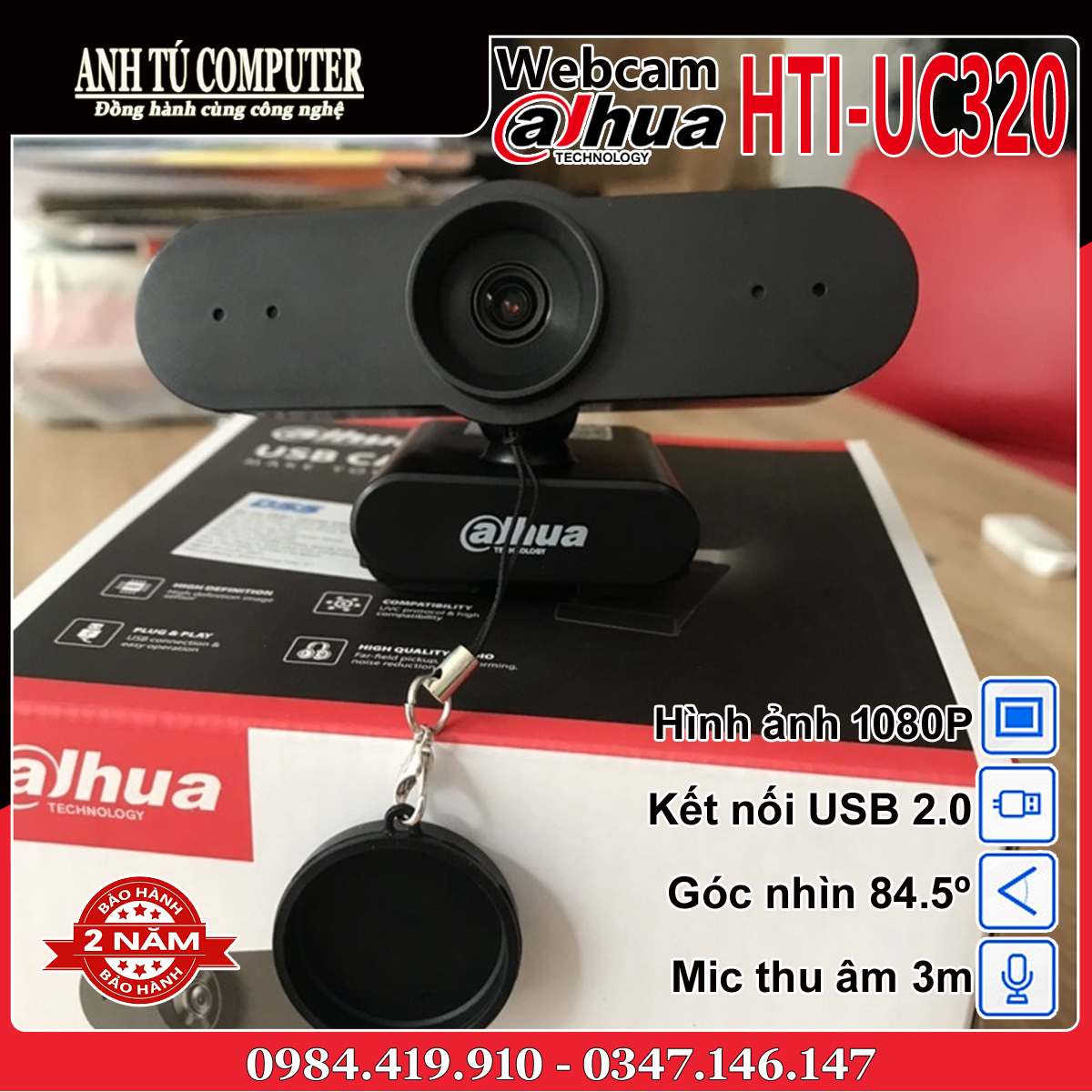 Webcam HD1080P DAHUA HTI-UC320 hàng chính hãng