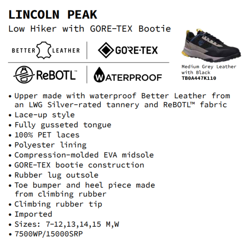 [Original] Timberland Giày Thể Thao Nam Leo Núi Lincoln Peak Low GTX TB0A447K8W