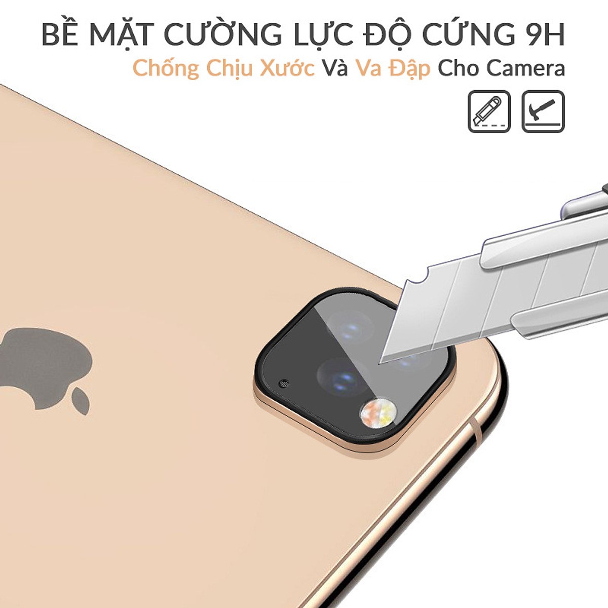 Bộ Khung Bảo Vệ Hợp Kim Gắn Liền Với Kính Cường Lực Camera Iphone 11 Pro / 11 Pro Max- COTEETCI- Hàng Chính Hãng