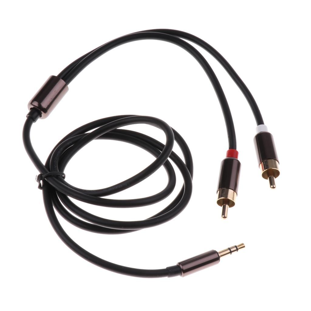 3.5mm Stereo Male Plug to 2 RCA Audio Male Adapter Speaker Cable Cord