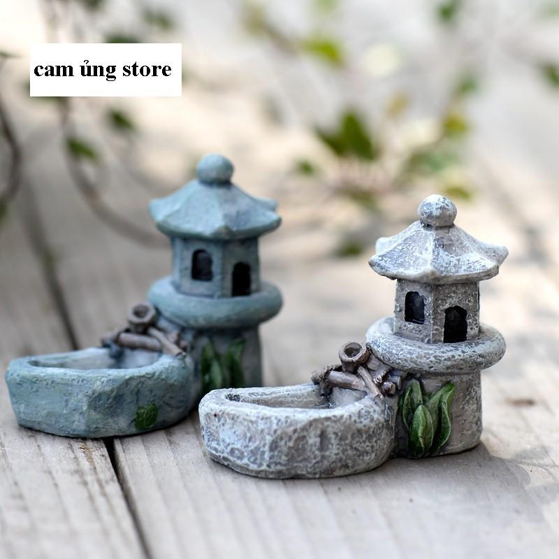 Mô hình tháp nước màu ngẫu nhiên trang trí tiểu cảnh, bán cạn terarium, bonsai bể cá cảnh thủy sinh
