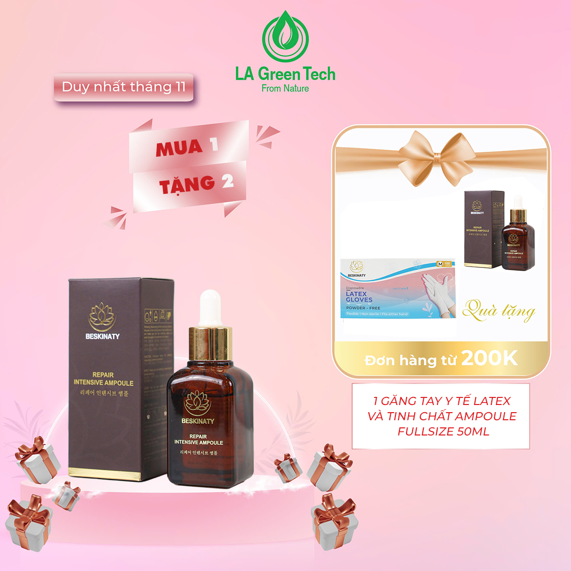 Tinh chất làm trắng Ampoule BESKINATY Hàn Quốc Cao Cấp tái tạo phục hồi chuyên sâu Repair Intensive Ampoule - Hộp 50ml - Tinh chất Ampoule