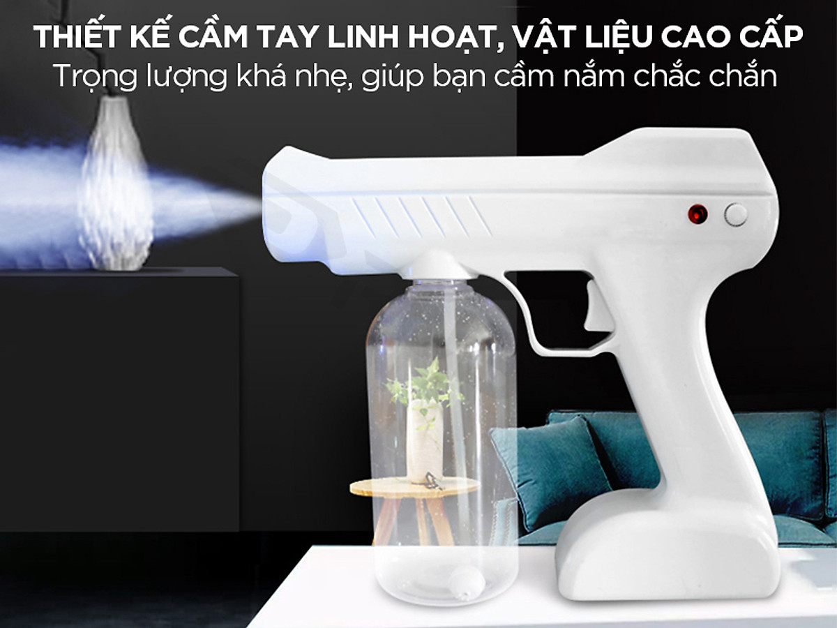 Máy phun diệt khuẩn cầm tay kèm bình phun khử khuẩn 800ml , khử sạch vi khuẩn làm sạch không khí - giao màu ngẫu nhiên