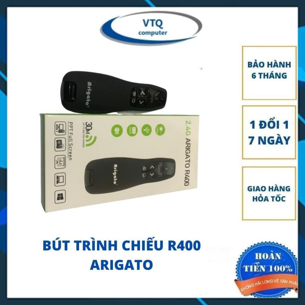 Bút trình chiếu R400,Bút thuyết trình chỉ laser điều khiển từ xa R400 2.4Ghz (có bao da) dùng khi th110uyết trình