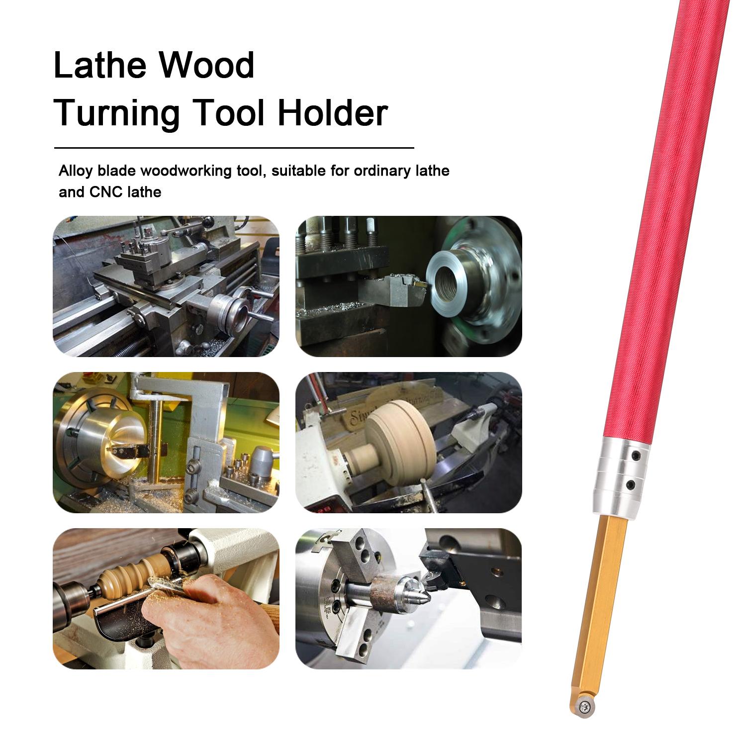 3pcs Woodworking Lathe Wood Turning Tool Holder Rotary Chisel with Red Handle and R6 Insert