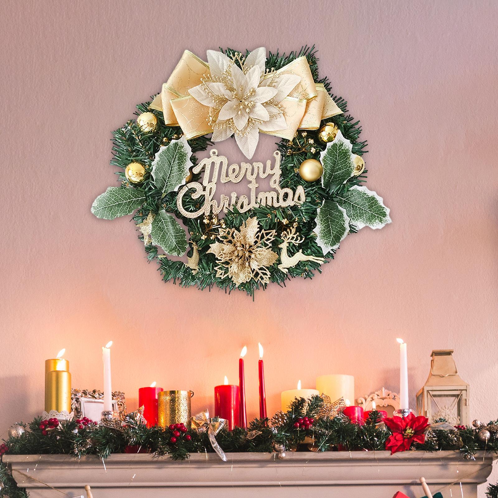 Faux Christmas Wreath Wreath for Front Door 30cm Holiday Garland Decoration Xmas Wreath for Wall Festival Living Room