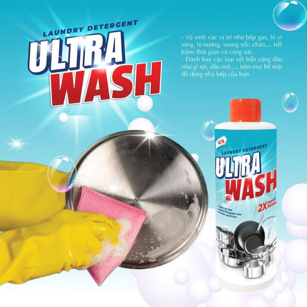 Chai Xịt Tẩy Rửa Đa Năng ULTRA WASH - SIÊU TẨY XOONG NỒI NHÀ BẾP CHUYÊN DỤNG - ĐÁNH BAY VẾT CẶN - VẾT Ố - RỈ SÉT - DẦU MỠ KÉT DÍNH