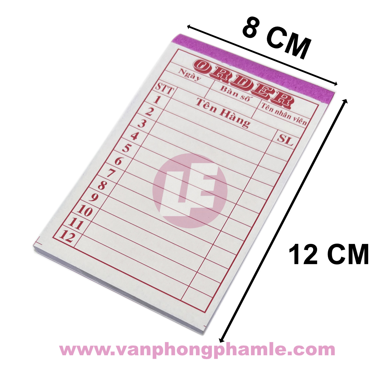 Sổ order có chữ 7 cm x 10 cm 3 liên