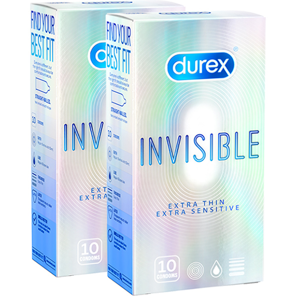 Bao Cao Su Siêu Mỏng Durex Invisible Hộp 10s + Hộp 10s