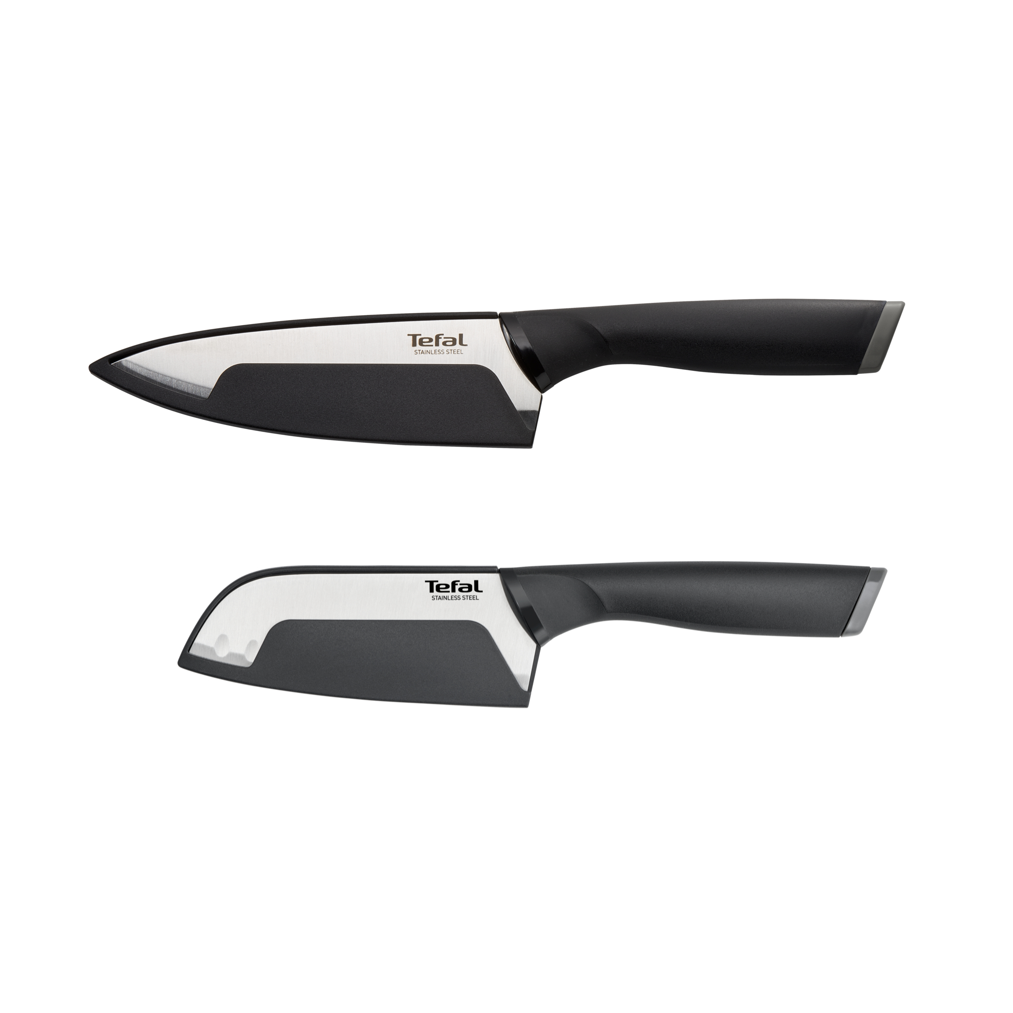 Bộ dao Tefal Comfort  K221S244 15cm và 12cm - Cầm nắm thoải mái - Vỏ bảo vệ an toàn - Hàng chính hãng