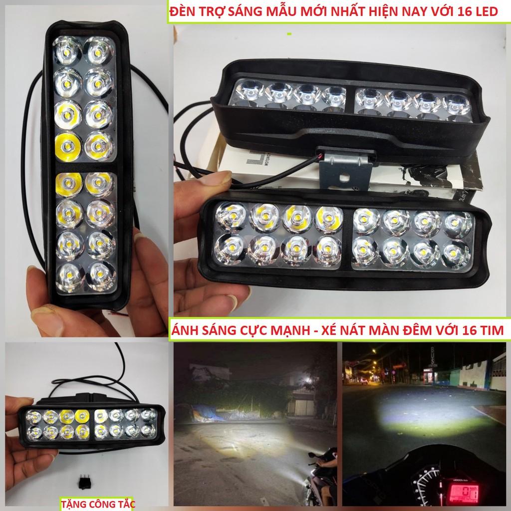 Đèn trợ sáng xe máy ô tô 16 tim led siêu sáng xài điện từ 12v-80v loại tốt