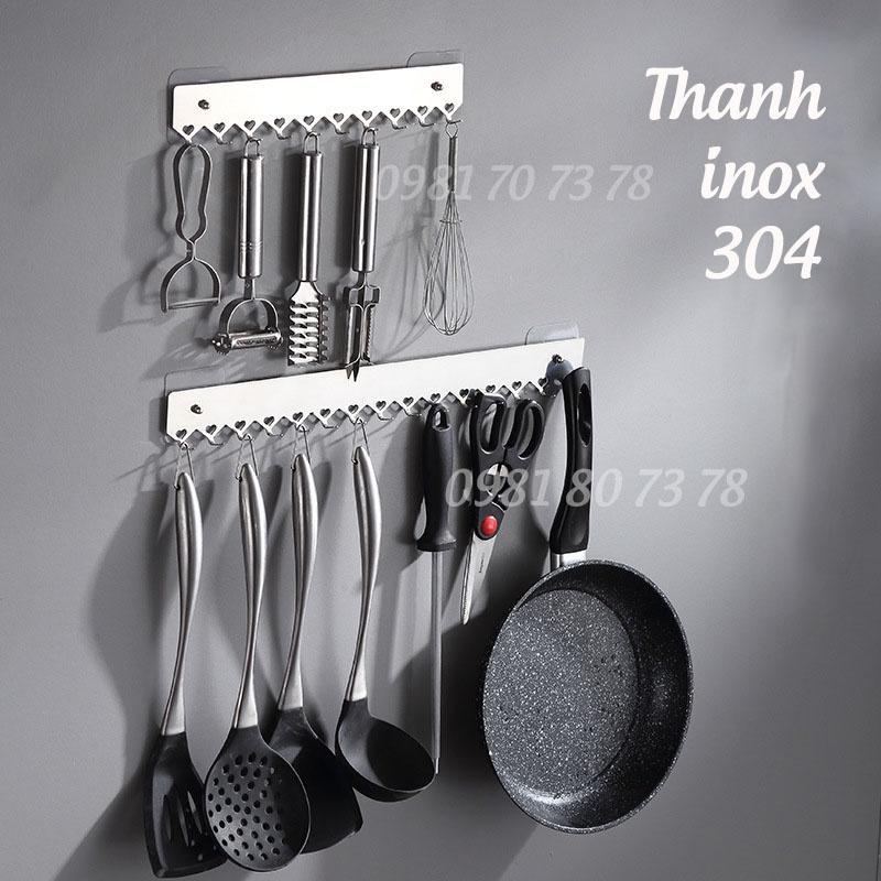 Thanh Treo Đồ 10 Móc Inox 304 Dán tường, Móc Treo Vật Dụng Dán Tường Siêu Chắc