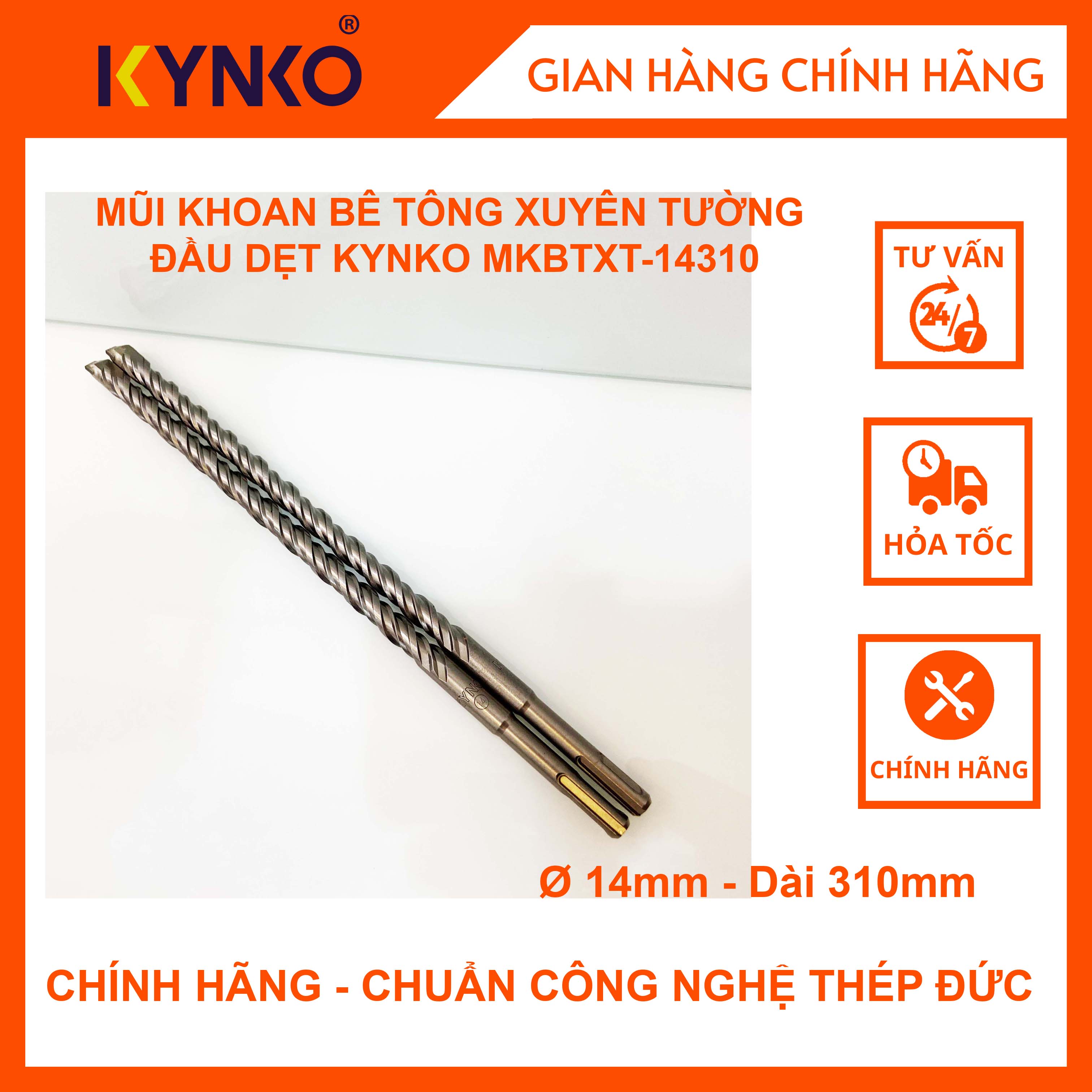 MŨI KHOAN BÊ TÔNG XUYÊN TƯỜNG ĐẦU DẸT KYNKO MKBTXT-14310 CHÍNH HÃNG GIÁ TỐT