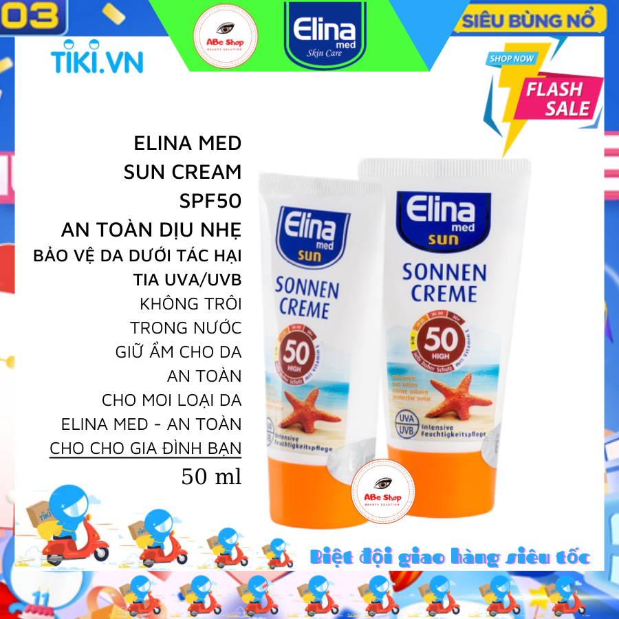 KEM CHỐNG NẮNG ELINA MED SUN SONNEN CRÈME SPF 50 - CHỐNG CẢ BẦU TRỜI 50ml