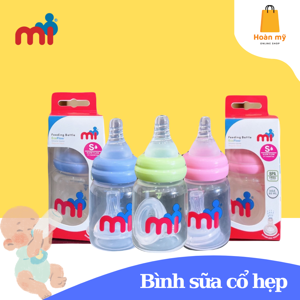 Bình sữa PP Mi Feeding Bottle 60ml - Kèm Núm ti silicon size S