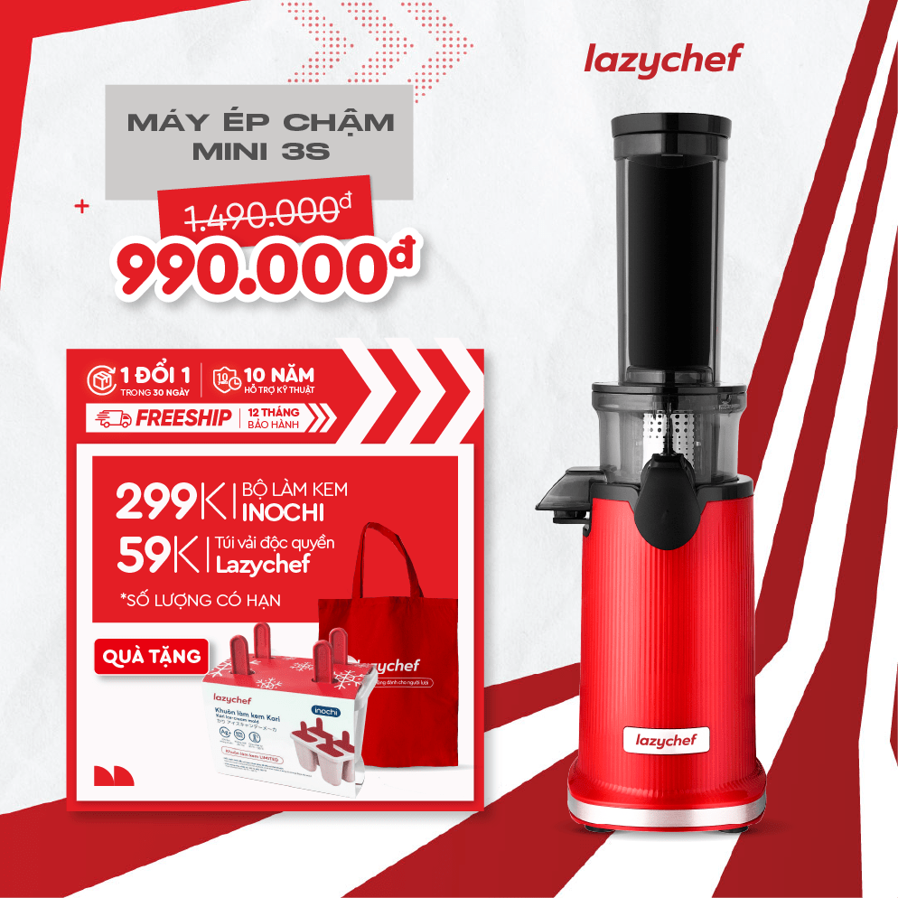 Máy Ép Chậm Mini 3S Lazychef - Tháo Lắp Trong 3 Giây, Bảo Hành 12 Tháng, Hàng Chính Hãng