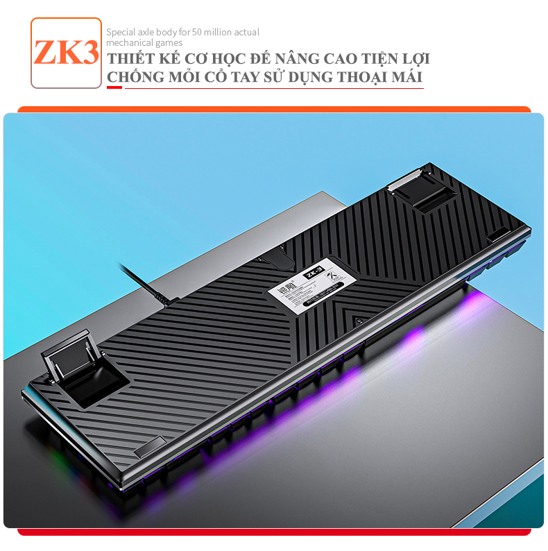Bàn phím cơ gaming blue swtich YINDIAO ZK3 với đèn led RGB nhiều màu sắc rực rỡ - Hàng Chính Hãng