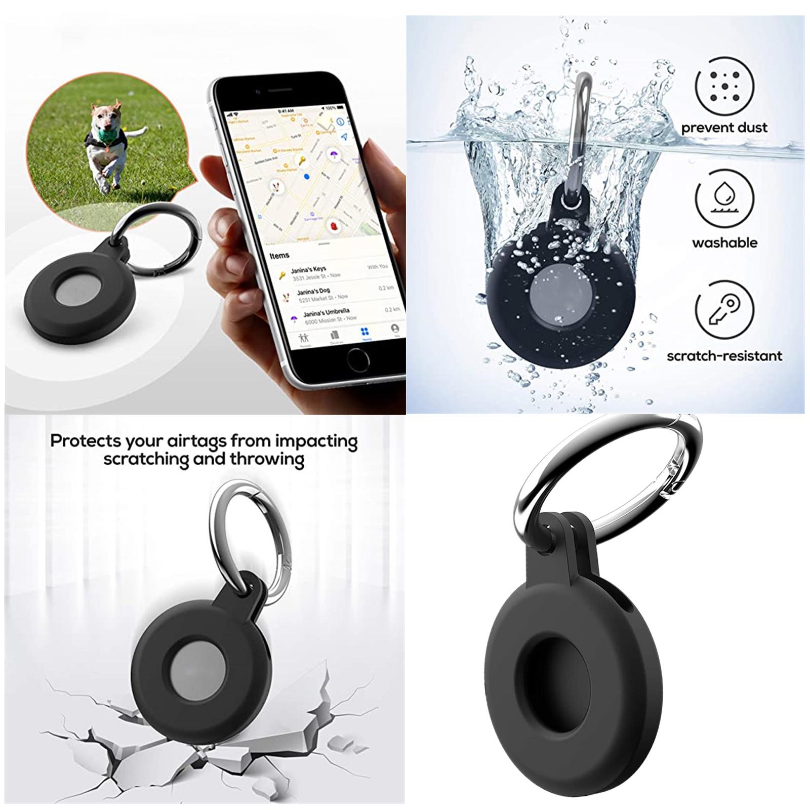 Silicone Case Protector Cover with Keychain Loop Ring Holder Compatible with Air Tags, Anti-scratch