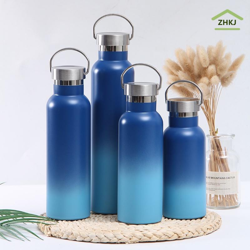 Bình Nước Inox 304 Giữ Nhiệt Màu Gradient Có Tay Cầm Thời Trang Dung Tích 350ML 500ML 600ML 750ML 1000ML