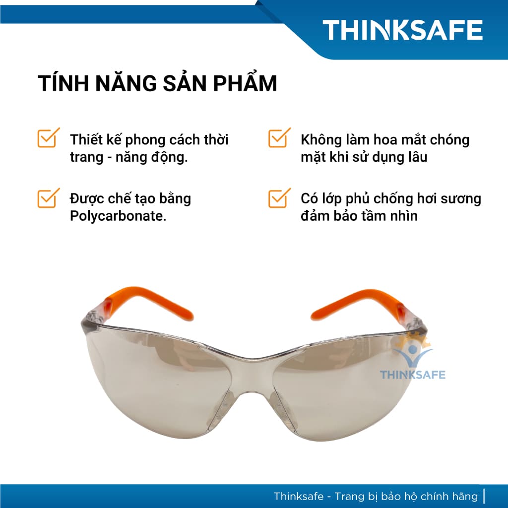 Kính bảo hộ King's Thinksafe, kính trắng chống bụi đi đường, che mặt đa năng, chống tia uv, nhập khẩu chính hãng KY2223