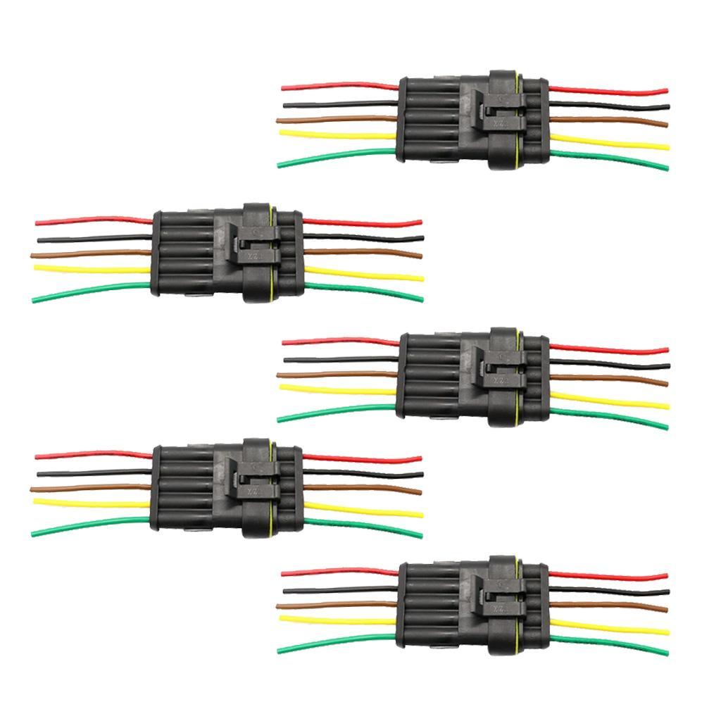 5 Pair 5 Pin Way Waterproof Electrical Car Connector Plug Socket with Wire