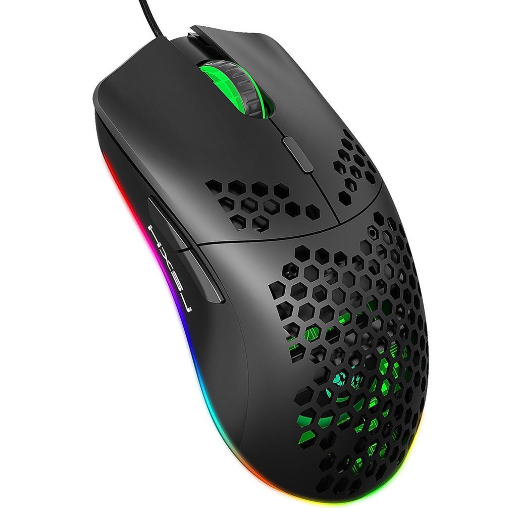 Chuột chơi Game HXJS J900 RGB Lead đổi màu Bề Mặt Lưới Xuyên Thấu Cực Đẹp DPI 6400 chuyên dành cho Game thủ - HÀNG CHÍNH HÃNG