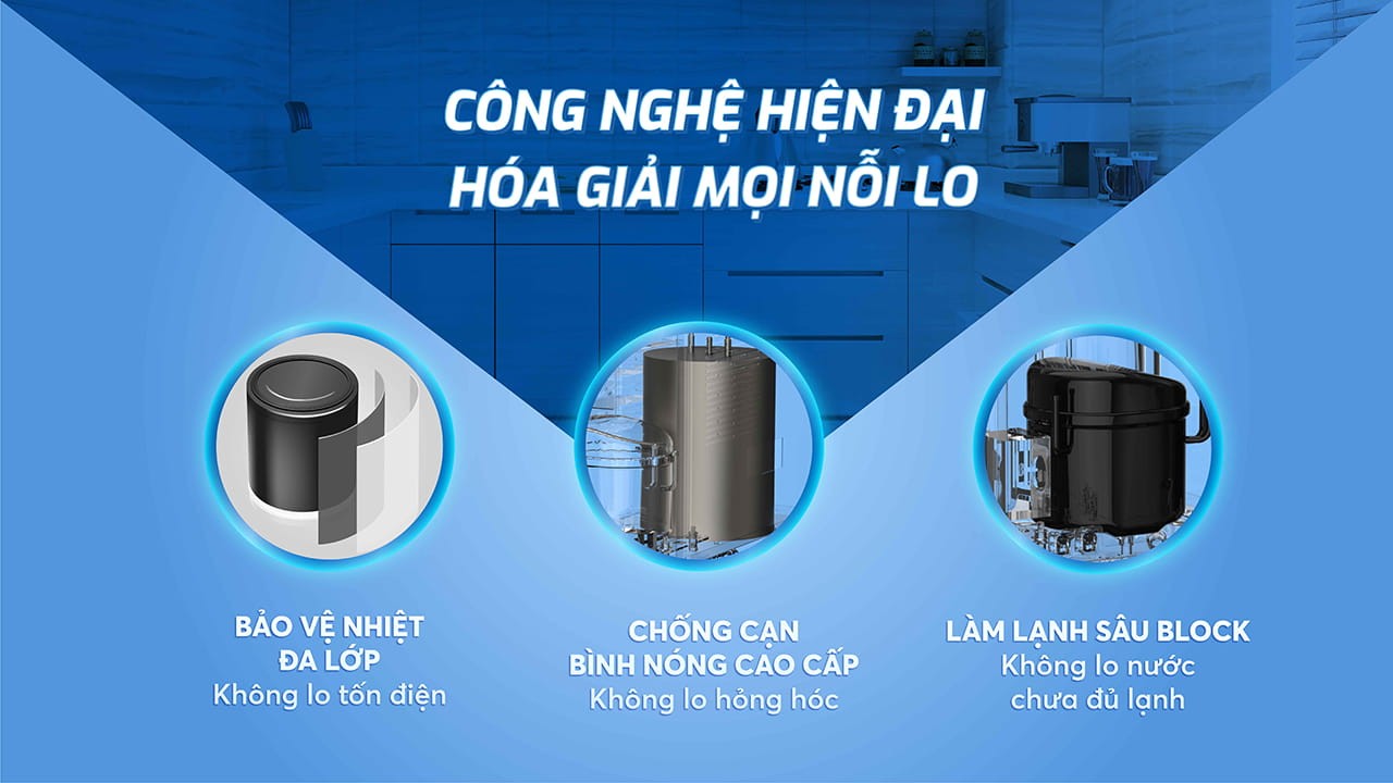 Máy lọc nước nóng lạnh 2 vòi 3 chế độ 10 lõi công nghệ Block Karofi KAD-L56 - Lắp đặt toàn quốc - Hàng chính hãng