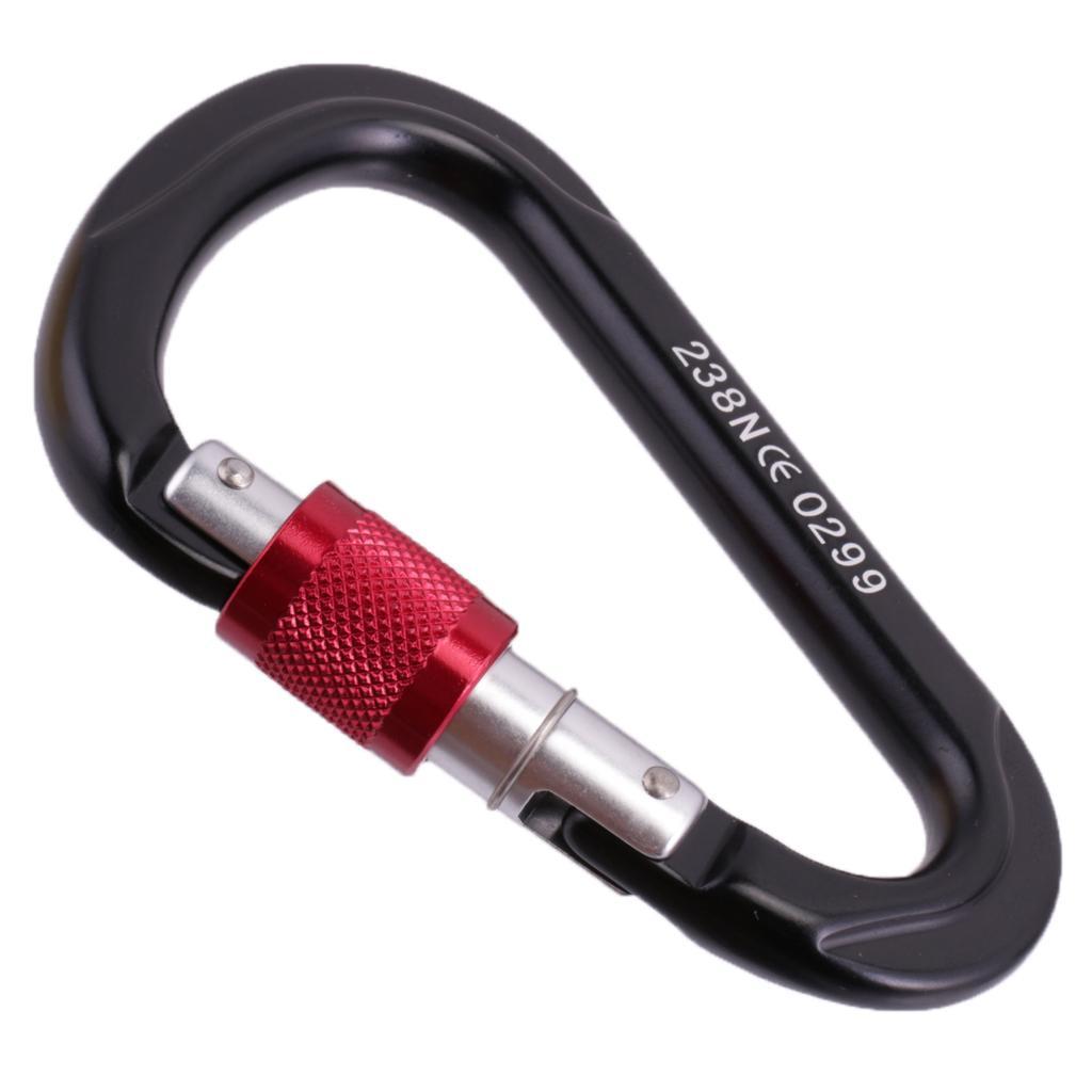 2x 24KN Rock Climbing Rappelling Screw Locking Carabiner Safety Rescue Gear