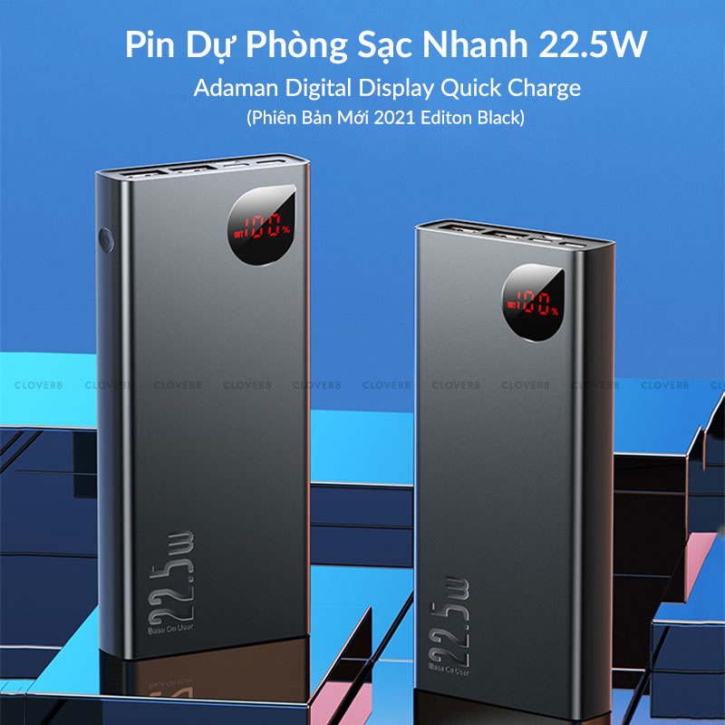 Pin dự phòng BASEUS Adaman Metal Digital Display Sạc Nhanh 22.5W Tương Thích PD20 Hàng Chính Hãng