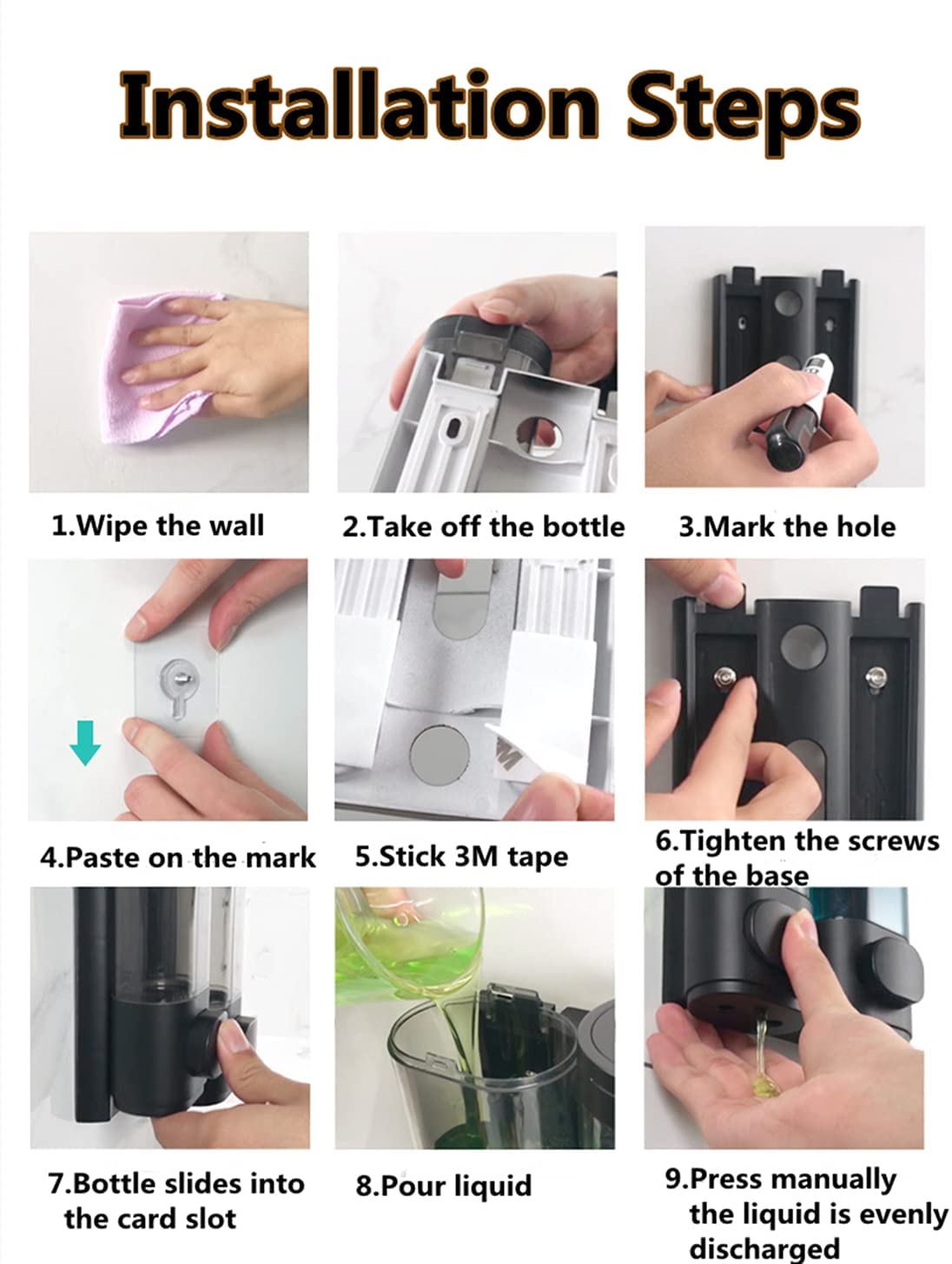 Bộ 2 Hộp Đựng Xà Phòng Gắng Tường Bathroom Shower Dispenser Black