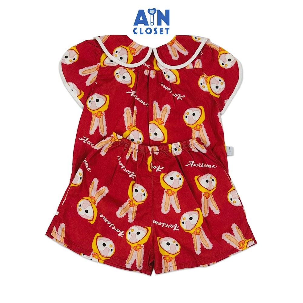 Bộ quần áo Ngắn bé gái hoạ tiết Baby Thỏ Nâu Cotton - AICDBGUVSUU5 - AIN Closet
