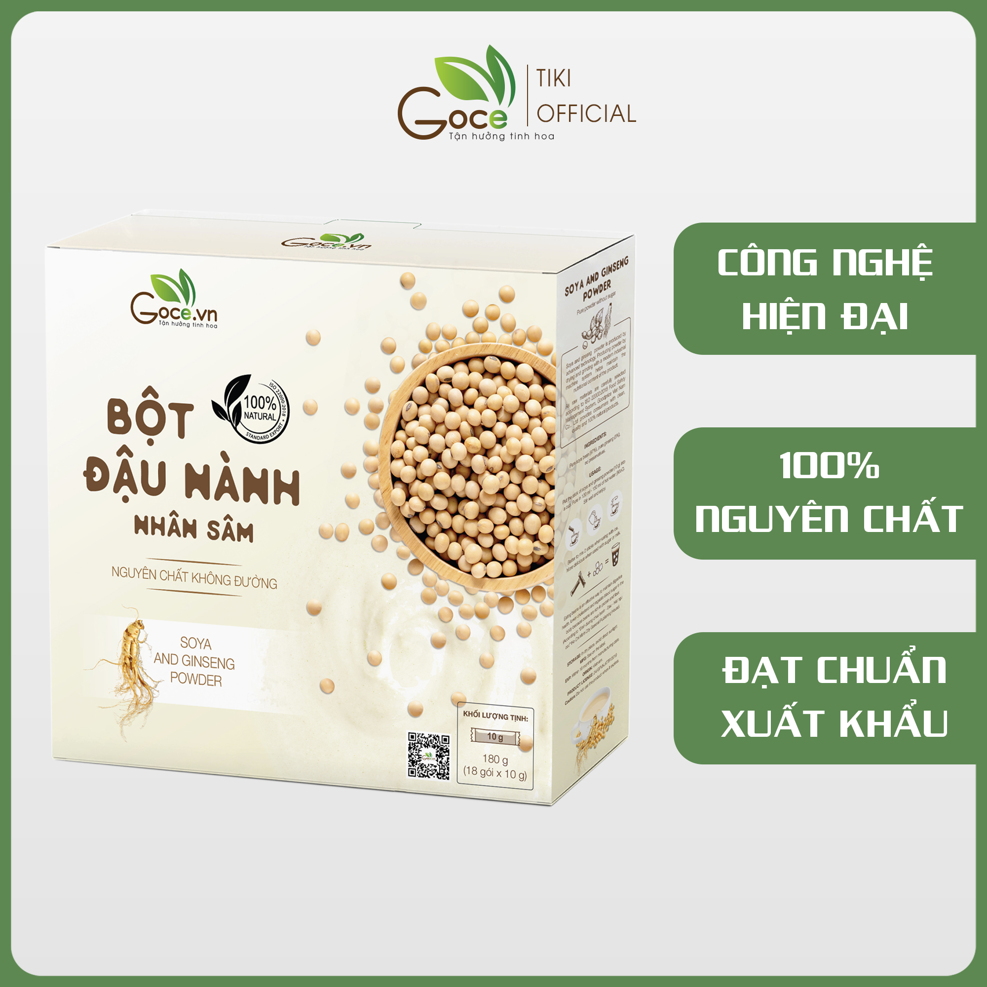 Bột đậu nành nhân sâm Goce - 180g (18 gói x 10g)