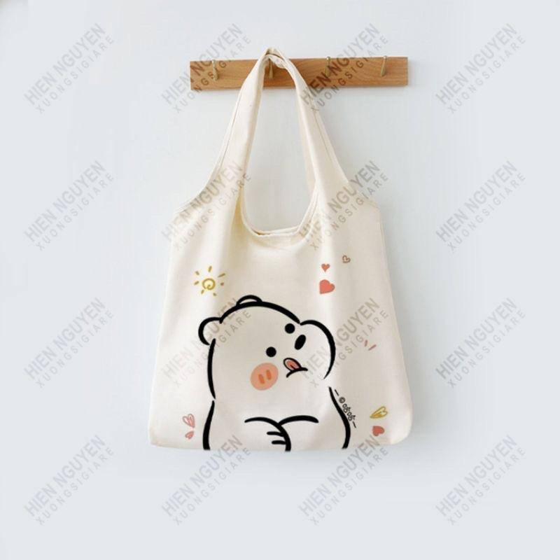 Túi đeo vai đi làm, đi học đẹp giá rẻ, form to, 2 lớp, vải canvas.