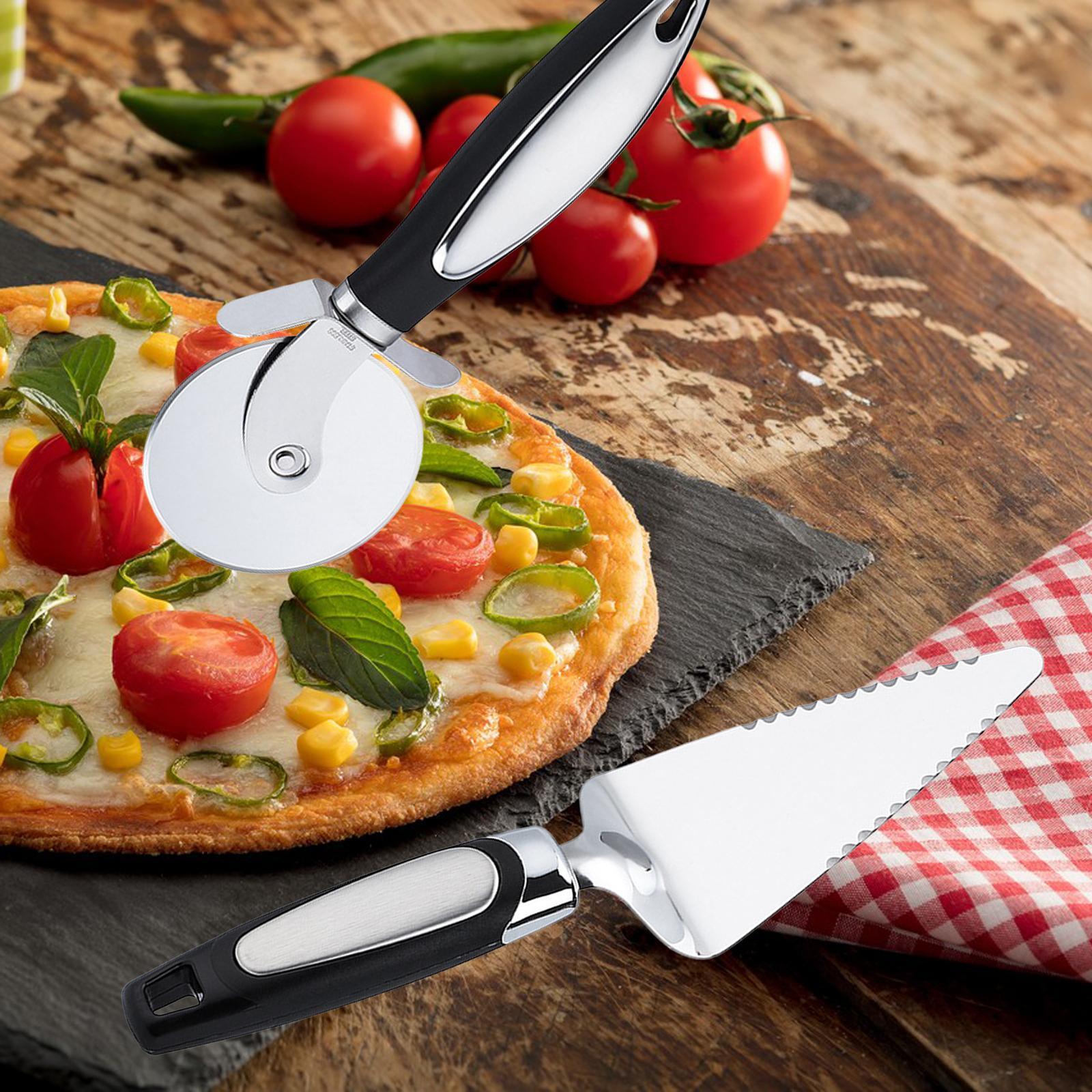2Pcs Pizza Slicer and Spatula for Large and Small Pizza Serrated Pizza Wheel
