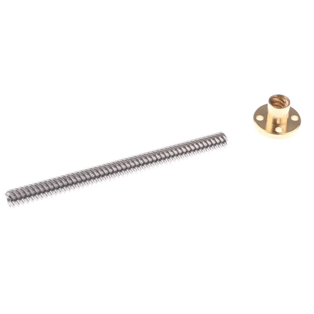 T8 8mm Dia Threaded Screw Rod+Screw Nut For 3D Printer Stepper Motor