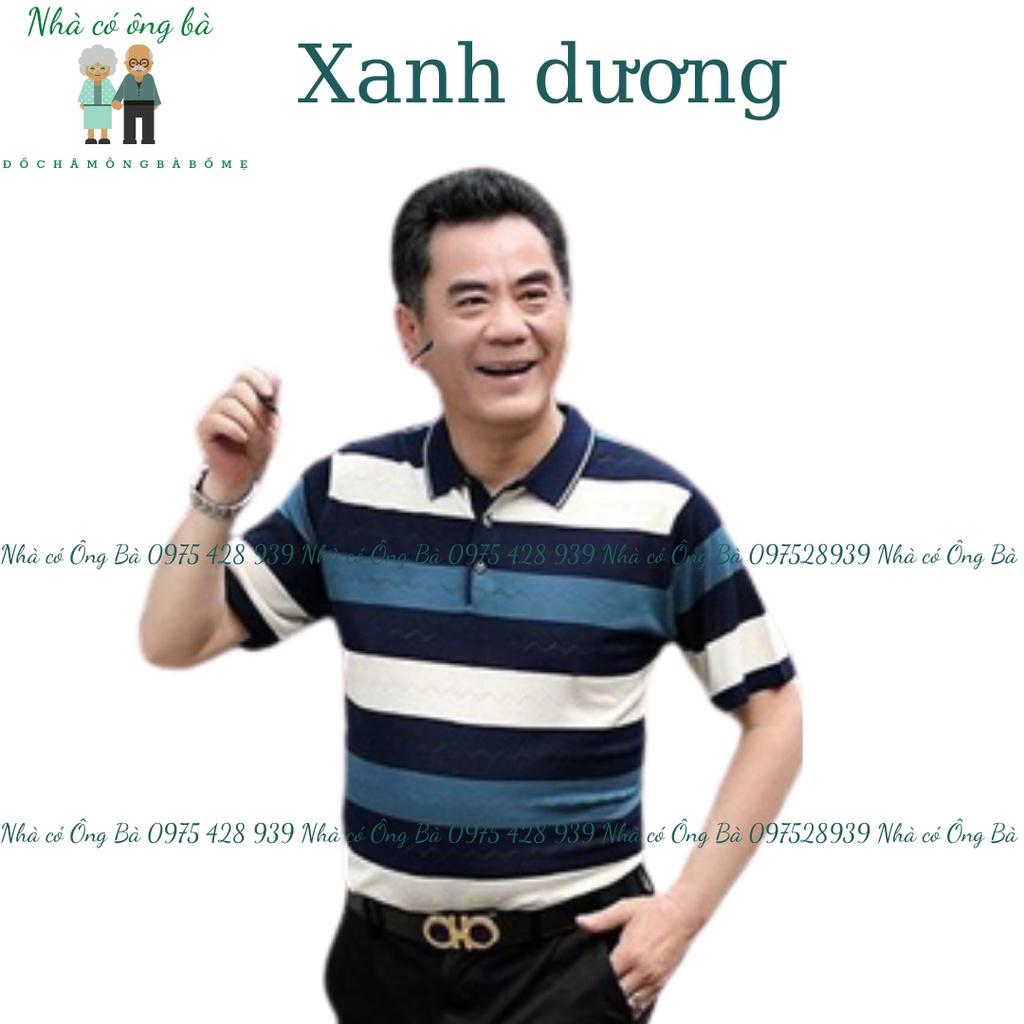 (THUN LOẠI 1) Áo thun kẻ caro có cổ cộc tay cho bố mùa hè, áo trung niên nam từ 40- 70 tuổi trẻ trung năng động