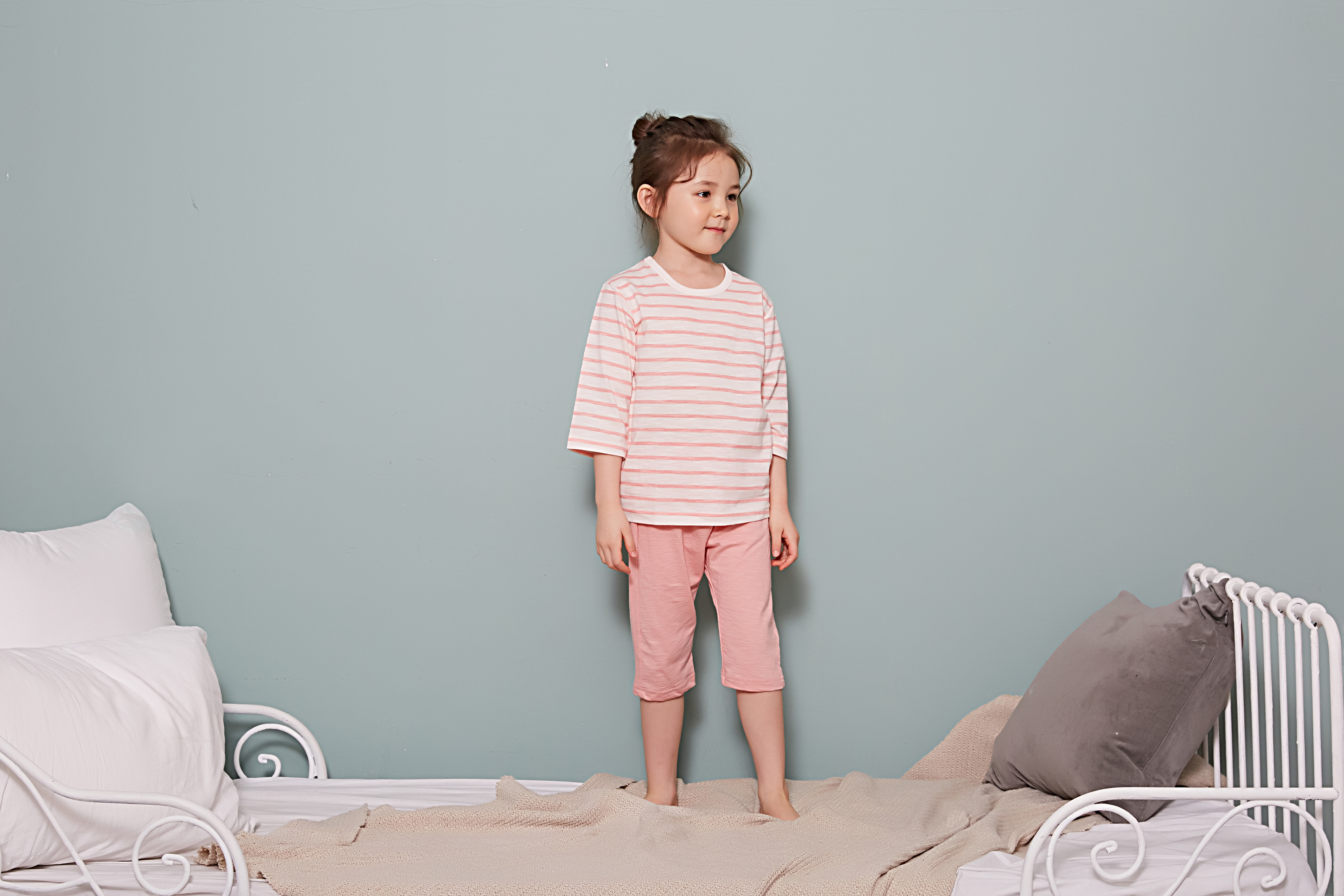 Bộ ngủ lửng  cho bé Olomimi Hàn Quốc SS20 Stripe Pink  - 100% cotton