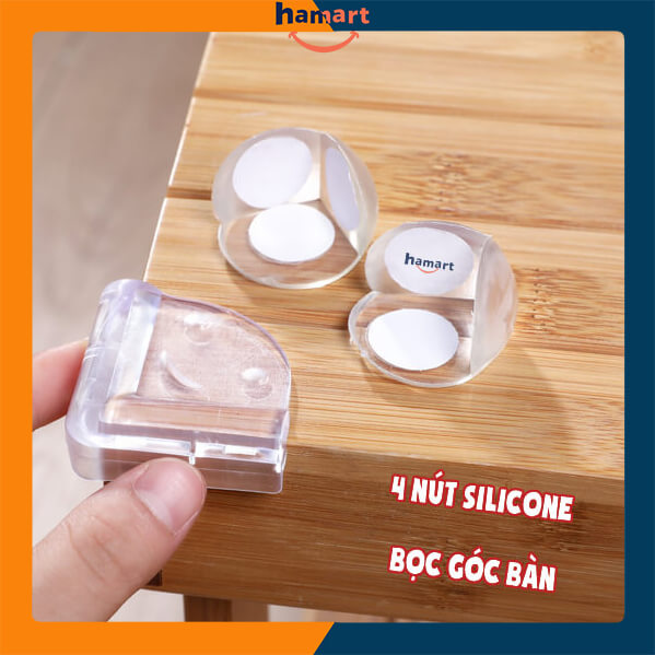SET 2 Nút Silicone Bọc Cạnh Bàn Ghế Bịt Góc Chống Va Đập Bảo Vệ An Toàn Cho Bé Tròn &amp; Vuông Keo Dán 3M