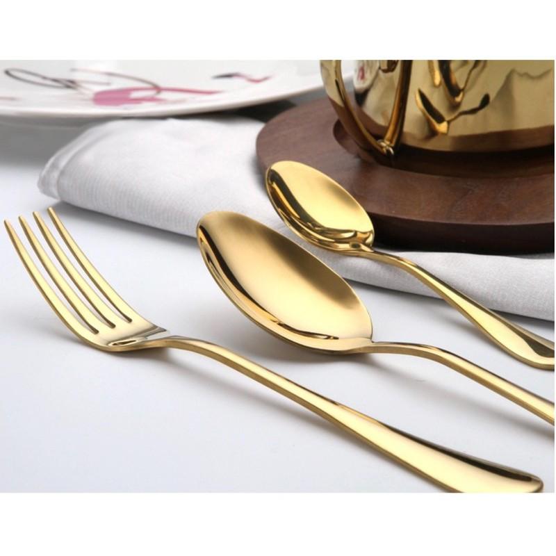 Gold Stainless Steel Bộ Dụng Cụ dao muỗng nĩa ăn sang trọng cho gia đình