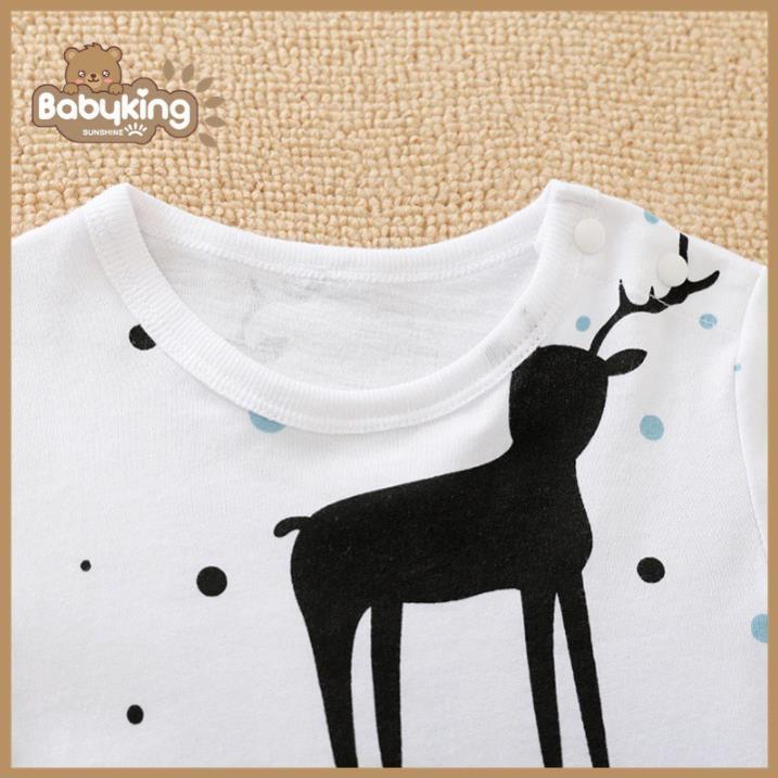 BodySuit giáng sinh noel cho bé,áo liền quần dễ thương dài tay kiểu nai đen cho bé , cotton 100%, Aiueo Nhật.