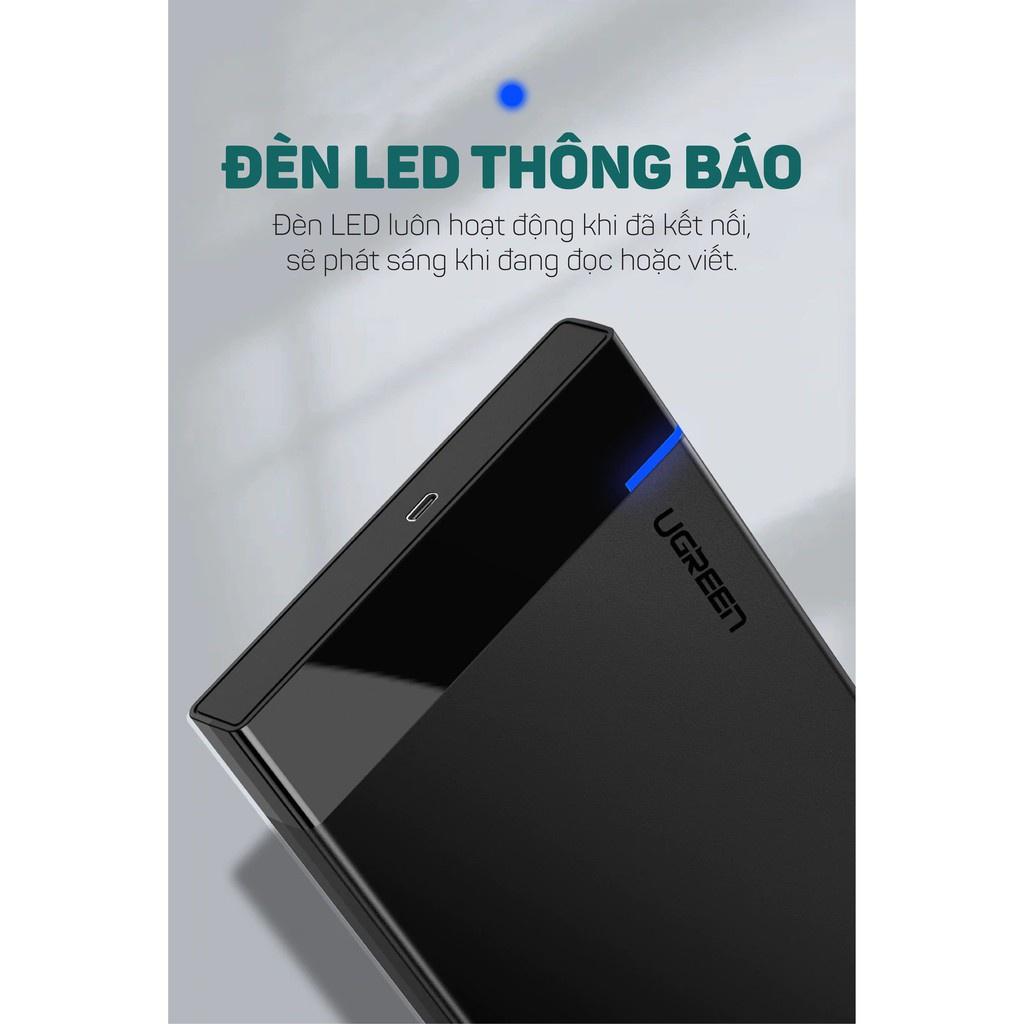 Hộp đựng ổ cứng 2.5 inch SSD, HDD hỗ trợ 6TB,chuẩn SATA UGREEN US221 vỏ nhựa ABS - Hàng chính hãng