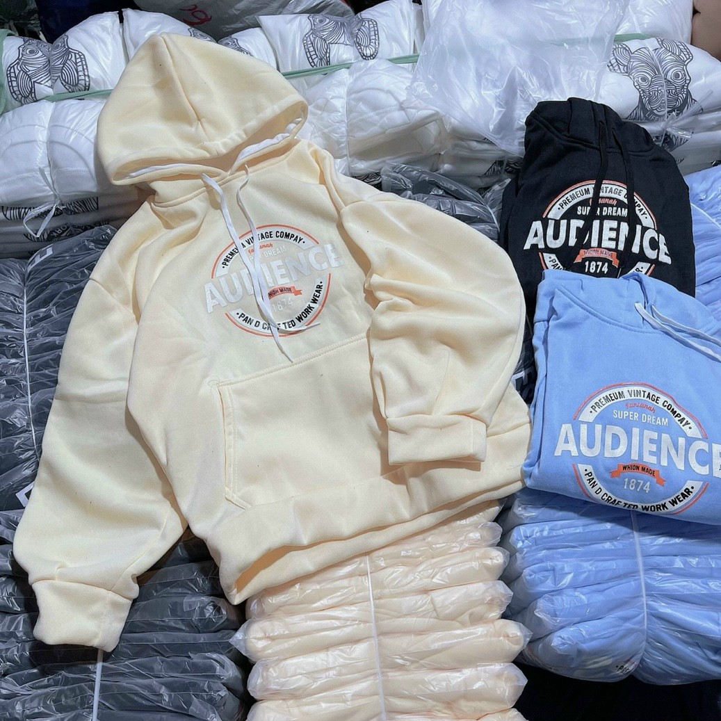 Áo Hoodie Unisex Tay Phồng Thụng Hàn Quốc Thêu AUDIENCE Cặp Nam Nữ FREESHIP RẺ ĐẸPKhoác Thu Đông Chống Nắng