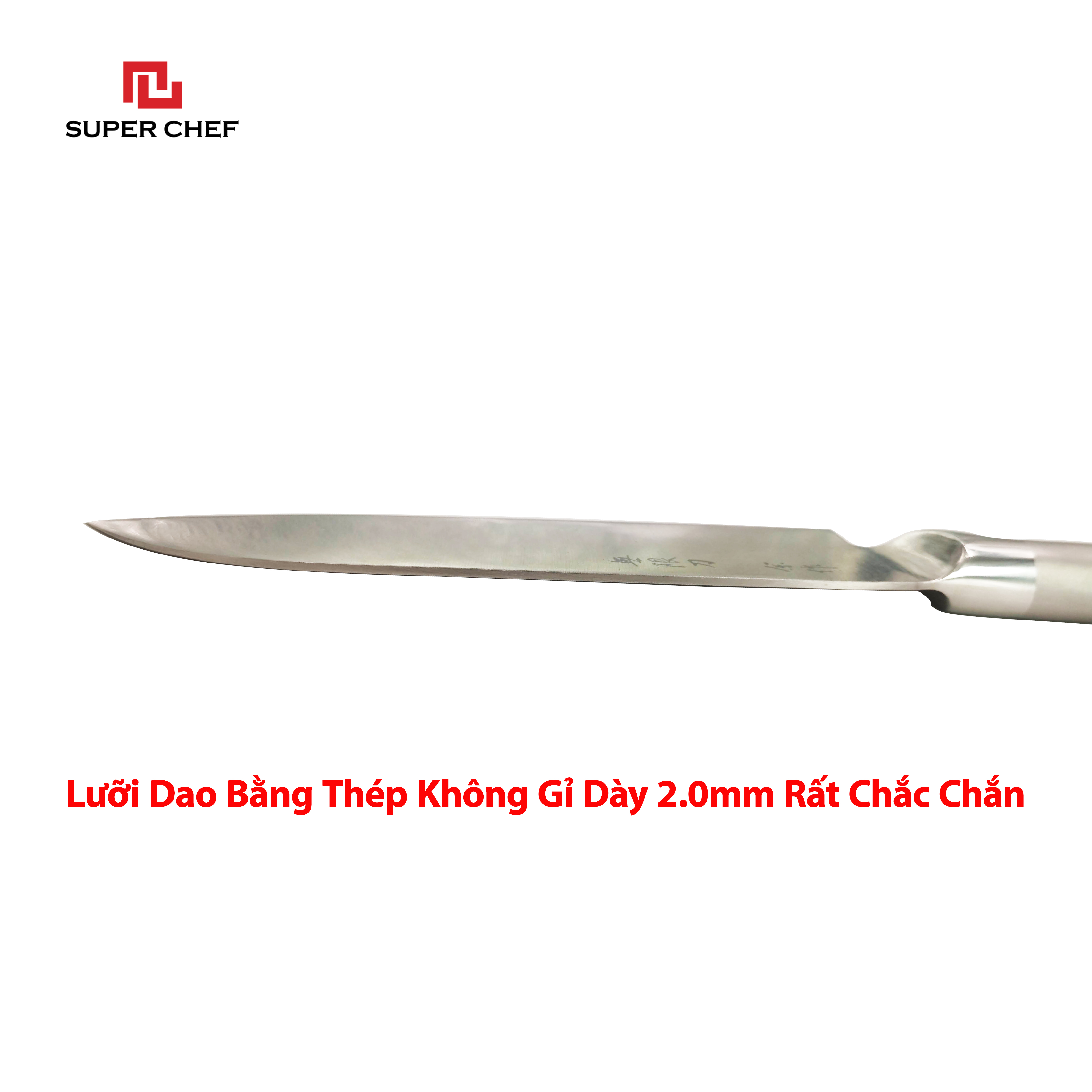 Dao Bếp Dài Santoku Cán Thép Chính Hãng Super Chef Công Nghệ Nhật Siêu Sắc Bén, Lâu Cùn, Lưỡi Thép Cao Cấp Không Gỉ Sét , An Toàn Sức Khỏe Siêu Tiện Lợi ( Lưỡi dài 16.5cm)